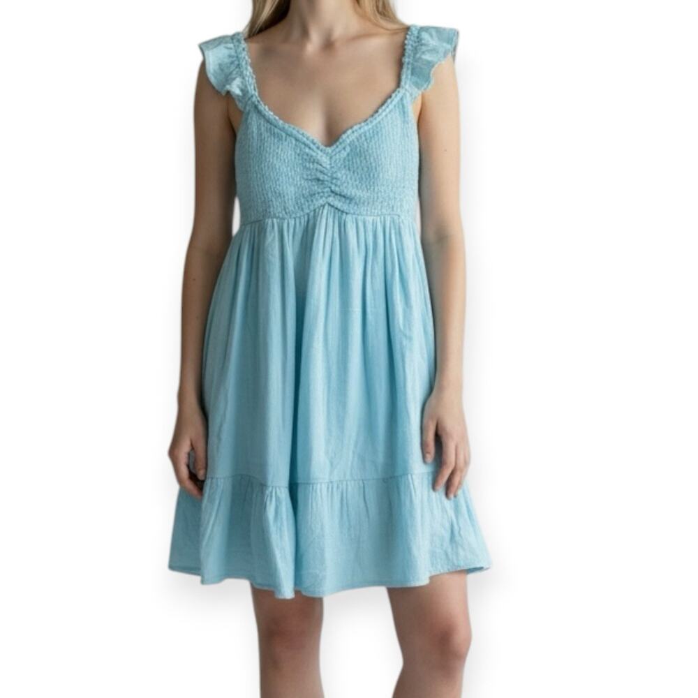 BP Light Blue Gauzey Smocked Cotton Dress Size Large